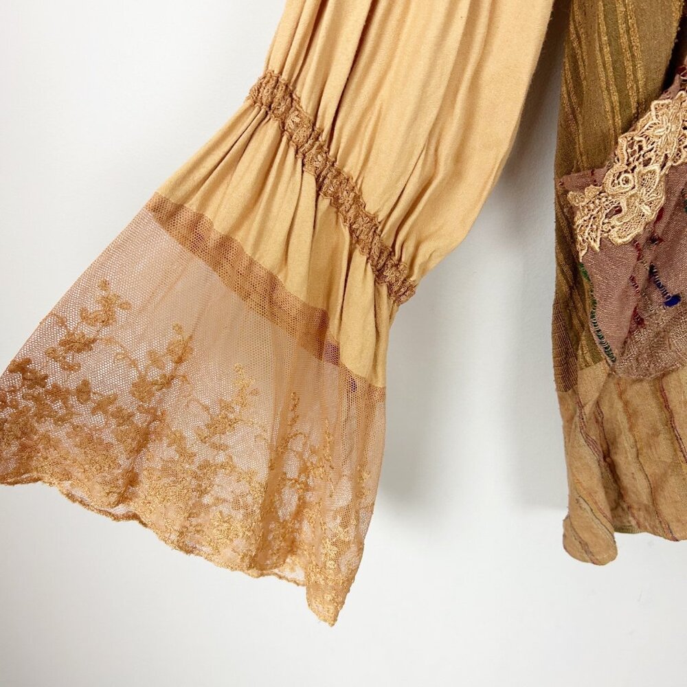 Vintage Grau Patchwork Button Front Top Lagenlook… - image 2